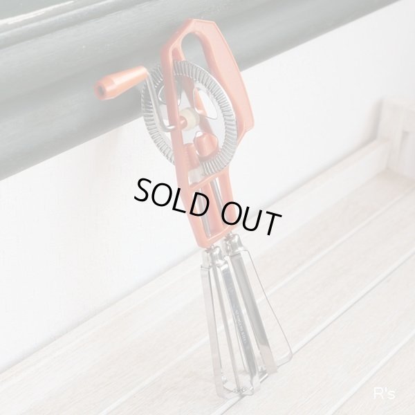 画像4: レトロ　エッグビーター　卵かくはん器　オレンジ　未使用品（店5936）