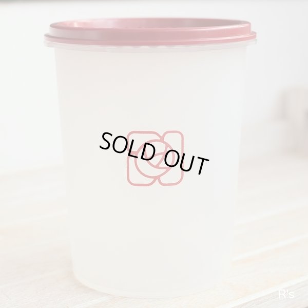 画像2: タッパーウェア　マキシデコレーター小　クリアに赤い花柄×蓋赤　未使用品 （冷1156）