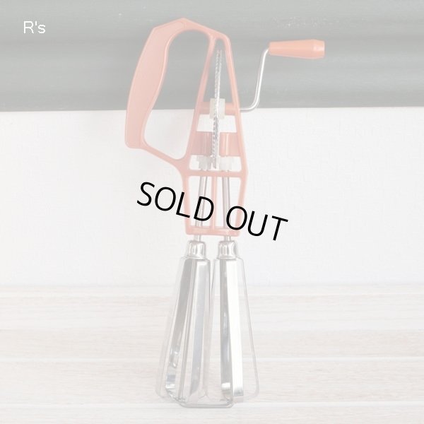 画像2: レトロ　エッグビーター　卵かくはん器　オレンジ　未使用品（店5936）