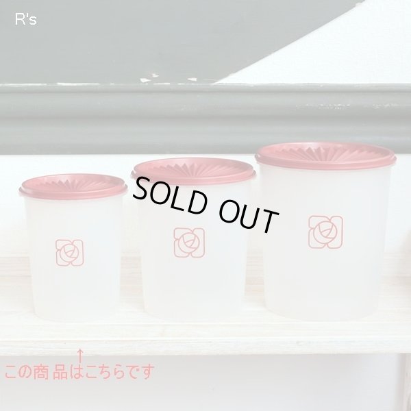 画像6: タッパーウェア　マキシデコレーター小　クリアに赤い花柄×蓋赤　未使用品 （冷1156）