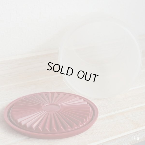 画像3: タッパーウェア　マキシデコレーター小　クリアに赤い花柄×蓋赤　未使用品 （冷1156）