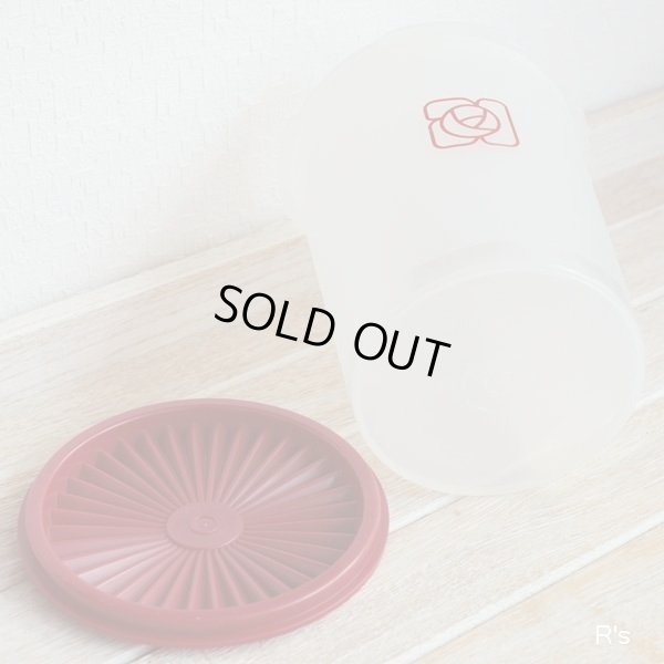 画像4: タッパーウェア　マキシデコレーター小　クリアに赤い花柄×蓋赤　未使用品 （冷1156）