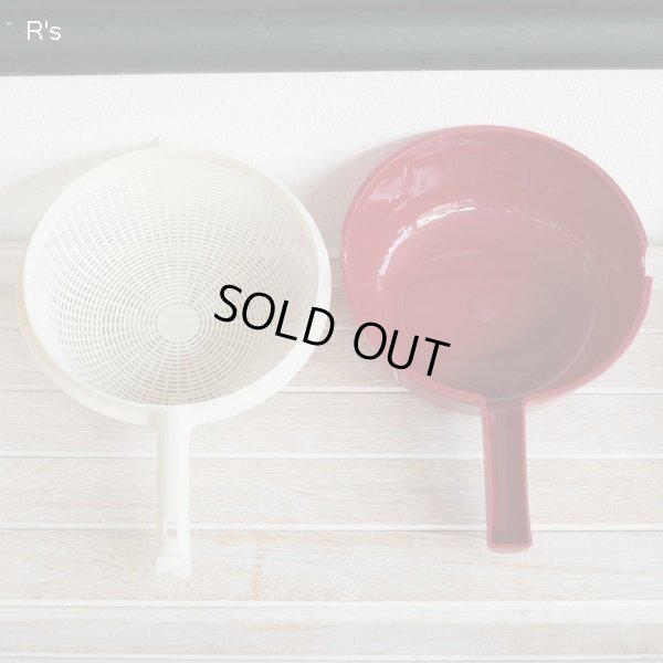 画像5: レトロ　ストレーナー　持ち手付きざる　水切ボウル　赤白セット　未使用品 （冷5954）