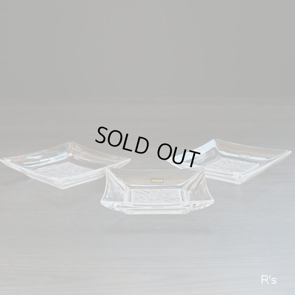 画像5: HOYA　ガラス小皿　角皿　3枚セット　未使用品（箱6 4424）