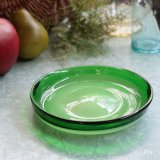 レトロ　ガラスプレート　盛皿　グリーン　ユーズド品 （D4103）