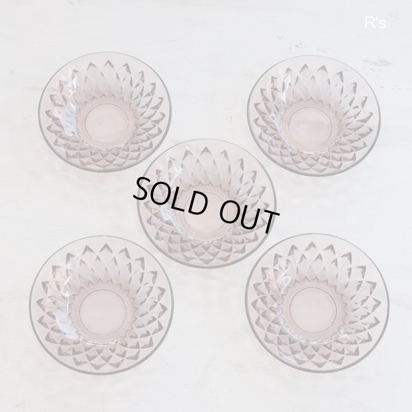 画像2: レトロ　14ｃｍガラス小皿　5枚セット　パープル　未使用品（セ5428）