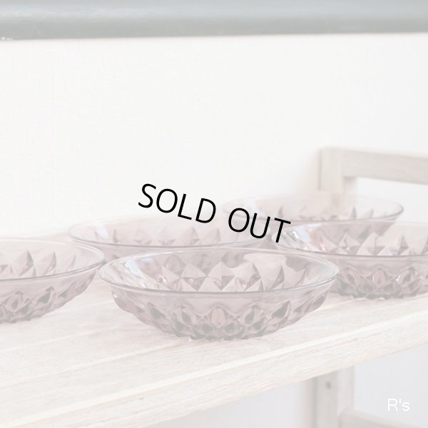 画像3: レトロ　14ｃｍガラス小皿　5枚セット　パープル　未使用品（セ5428）