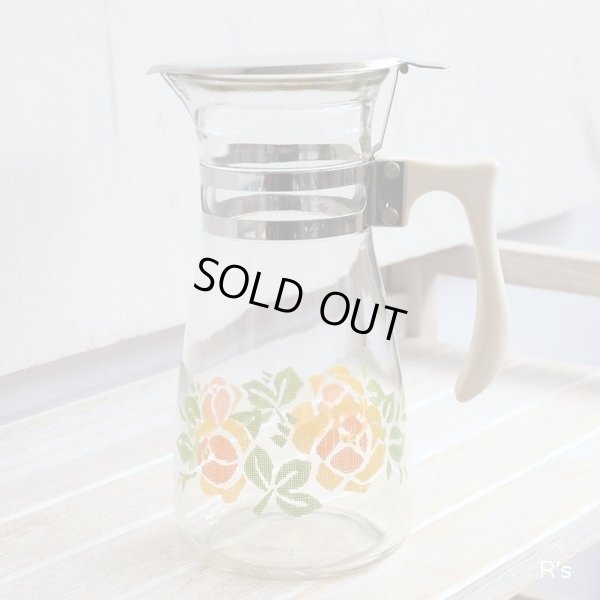画像2: 石塚硝子　アデリアグラス　ガラスウォーターピッチャー　卓上ポット　花柄　未使用品(Q2691)