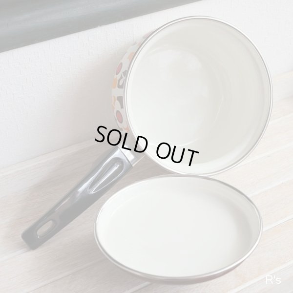 画像4: レトロ　サンコーウェア ホーロー片手鍋　17ｃｍ　ブラウン系　花柄　未使用品(S780)