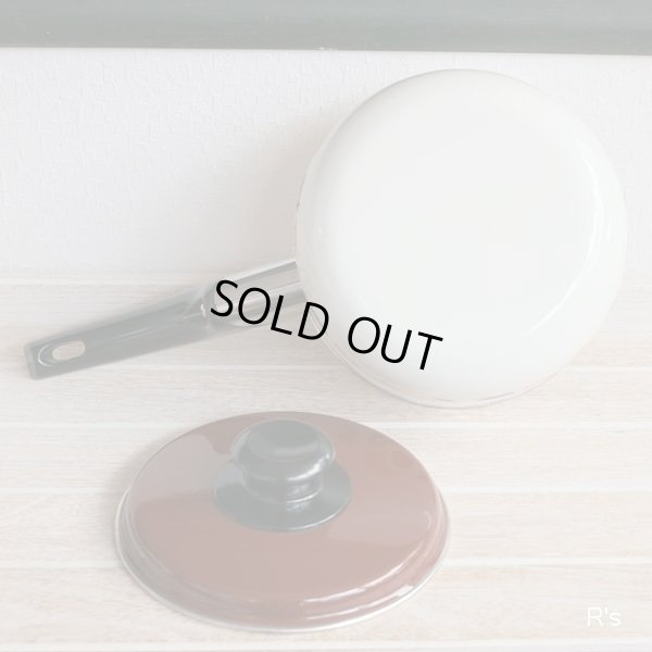 画像6: レトロ　サンコーウェア ホーロー片手鍋　17ｃｍ　ブラウン系　花柄　未使用品(S780)