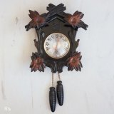 レトロ　木製　鳩時計型温度計　壁掛け温度計　ユーズド品（店4201）