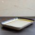 画像2: YAMATO　大和製陶　ストーンウェア　長方形プレート　大皿　2＆7　イエロー＆ネイビーブルーライン　2700　未使用品（と5989）