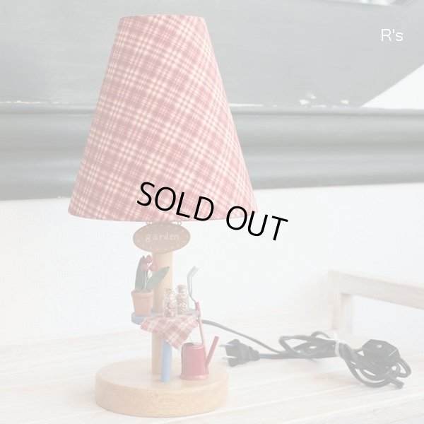 画像4: イシグロ　木製スタンドライト　ムードランプ　GARDEN　タータンチェック　赤　ユーズド品（店737）