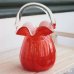 画像2: レトロ　ガラス　フラワーベース　花かご花瓶　赤　ユーズド品（店3804）