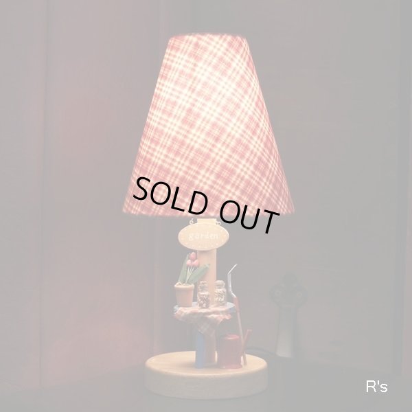 画像2: イシグロ　木製スタンドライト　ムードランプ　GARDEN　タータンチェック　赤　ユーズド品（店737）