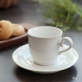 ノリタケ　ストーンウェア　コーヒーカップ＆ソーサー　白　エンボスライン　未使用品（ス2392）