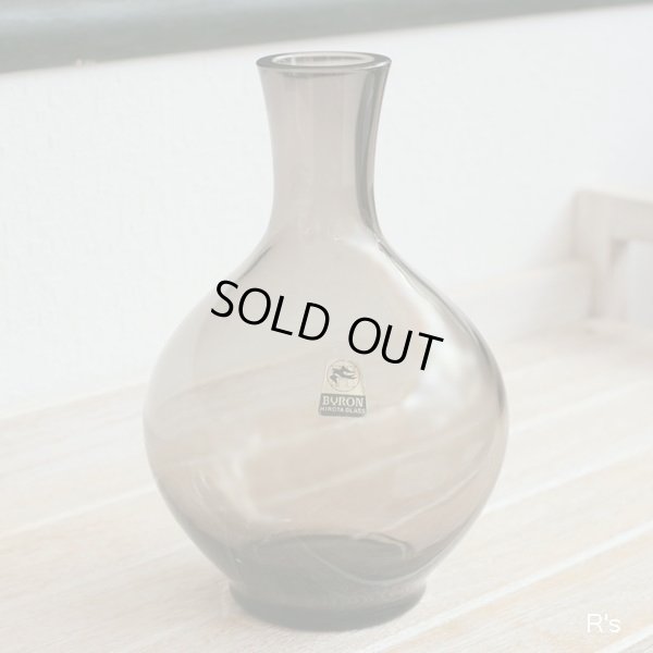 画像2: HIROTA　GLASS　廣田硝子　BYRON　ガラスフラワーベース　花生け　チャコールグレー　未使用品（店4573）