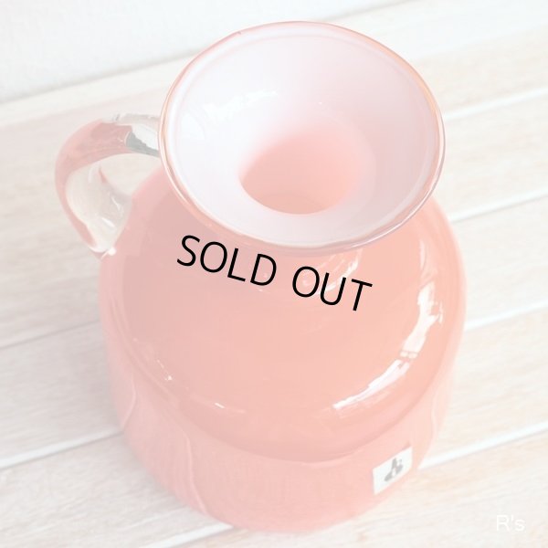 画像4: レトロ　OSAKA　ISHIZUKA　ガラス　持ち手付きフラワーベース　Majolican　オレンジ　未使用品(TT3070)