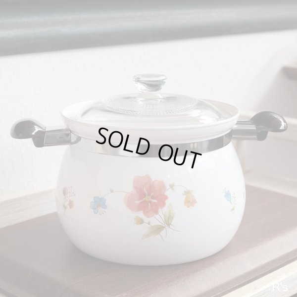 画像2: NARUMI　鳴海製陶　クックマスター　16ｃｍ両手鍋　N-46　花柄　未使用品（エ1888）