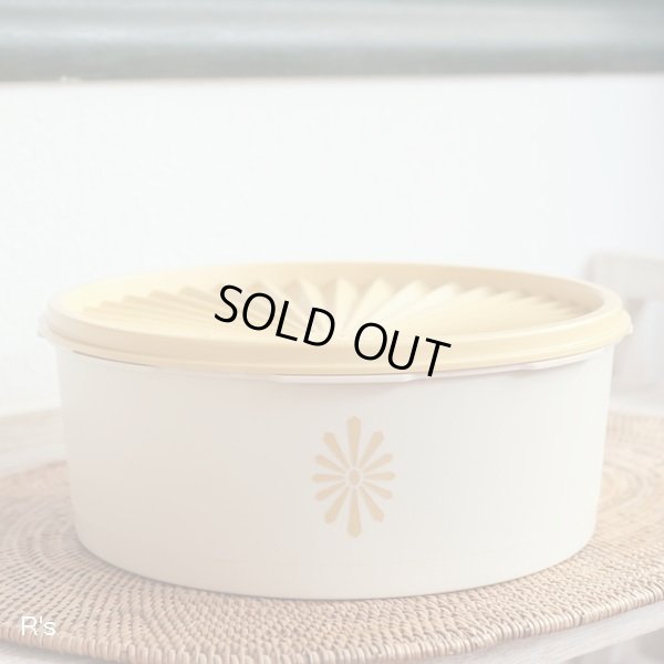 画像2: タッパーウェア　ジュビリー　クッキーケース　丸平型保存容器　イエロー　柄付き　未使用品（UU2980）