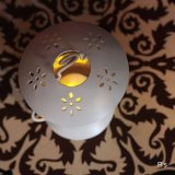 レトロ　スチール製　ランプ型キャンドルホルダー　白　ユーズド品（店4065）