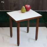 レトロ　大理石調デコラ貼り　木製　サイドテーブル　ユーズド品（店1106）