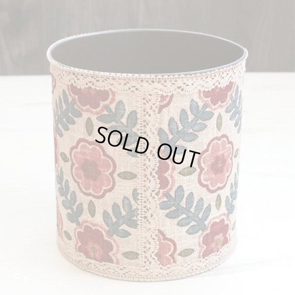 画像2: レトロ　麻布巻き　花柄ダストボックス　ユーズド品（店1155）