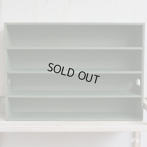 画像2: レトロ　木製　飾り棚　4段　コレクションキャビネット　グリーン　ユーズド品（店2250）