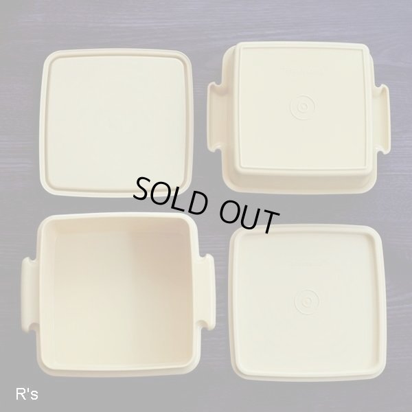 画像9: タッパーウェア　お重箱　カルテット　角型密閉容器　4個セット　イエロー　すのこ付き　ハンドル付き　未使用品（冷4108）