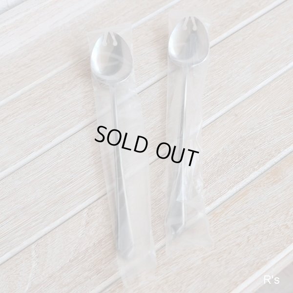 画像2: S.K.&CO.　レトロ　ステンレス　先割れスプーン　パフェスプーン　ペアセット　未使用品　袋入り（ヒ 2862）