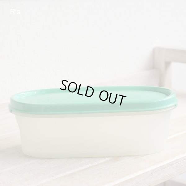 画像2: タッパーウェア　MM楕円＃1　オーバル型保存容器　蓋グリーン　未使用品　袋入り