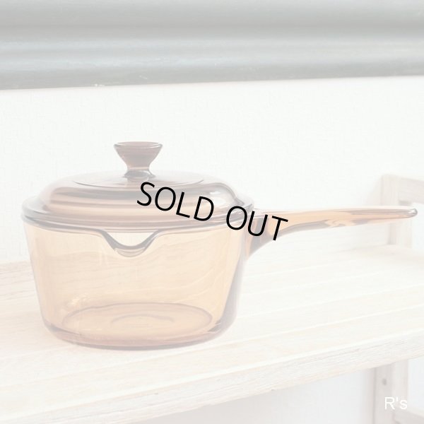 画像2: フランス　コーニング　ソースパン　16ｃｍ　ガラス片手鍋　アンバー　未使用品（PP2136）