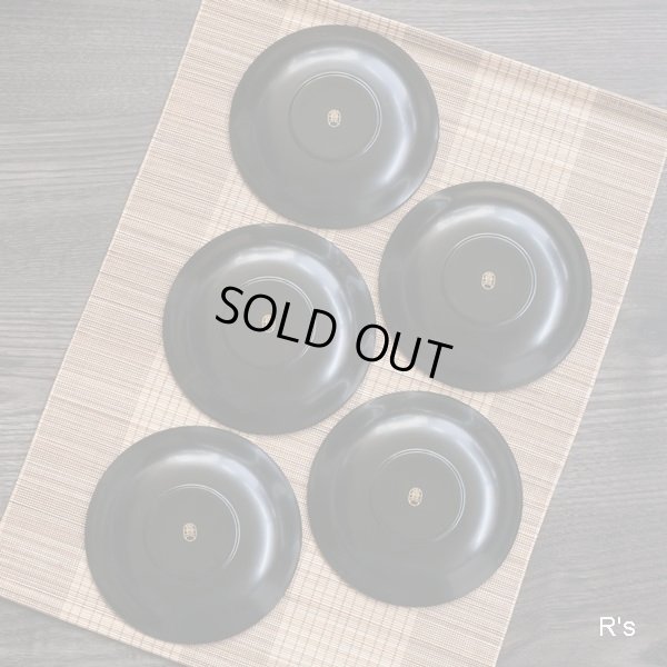 画像5: 高級漆器　喜門　御茶托　5客揃え　黒　未使用品　共箱付き（棚4176）