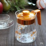 Hario　ハリオ　耐熱ガラス　ティー・コーヒーポット　Lemon-3　オレンジ　花柄　未使用品（ケ4）