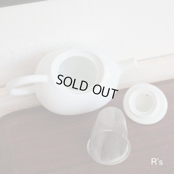 画像5: 急須　楕円　白　団子柄　茶こし付き　未使用品（箱6 744）