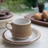 gh　Sango　三郷陶器　BY　KOYO　ストーンウェア　カップ＆ソーサー　薄茶　未使用品（コ6039）