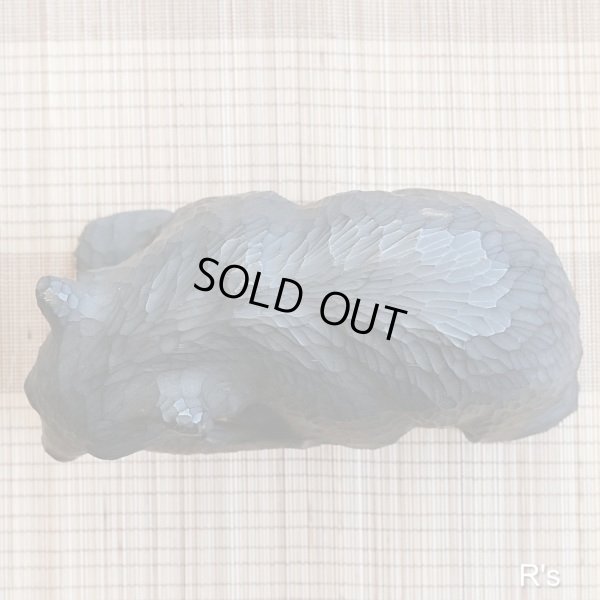 画像8: 北海道民芸　木彫り　鮭をくわえた熊の置物　ユーズド品