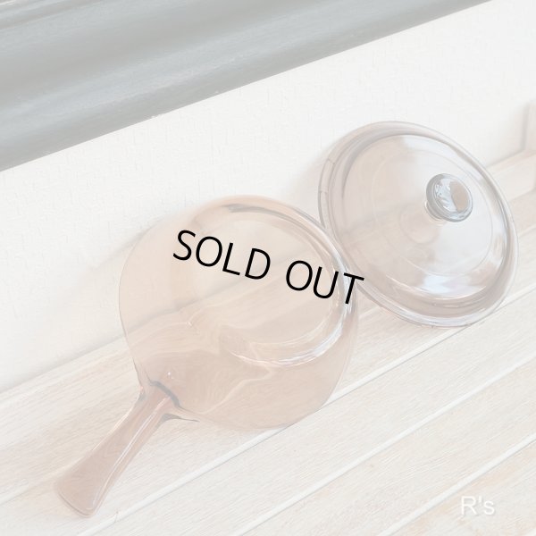 画像5: U.S.A.　VISION　コーニング　PYREX　ガラス片手浅鍋　アンバー　0.5L　ユーズド品(5A 6152)