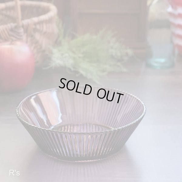 画像1: Sasaki　Glass　佐々木硝子　ガラスボウル　19ｃｍ　パープル　花火　未使用品(5A 6153)