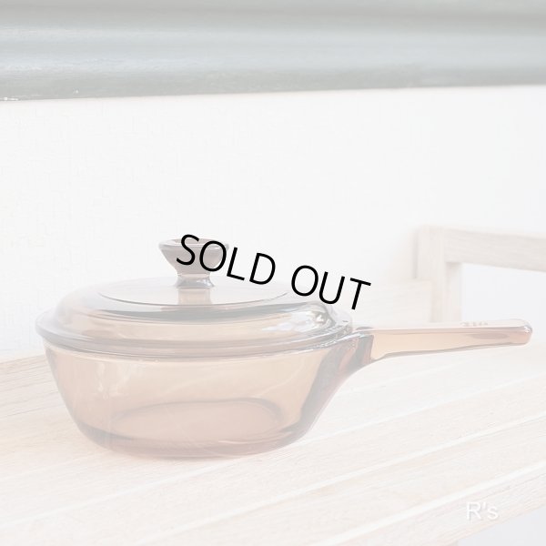 画像2: U.S.A.　VISION　コーニング　PYREX　ガラス片手浅鍋　アンバー　0.5L　ユーズド品(5A 6152)