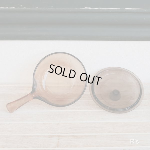 画像4: U.S.A.　VISION　コーニング　PYREX　ガラス片手浅鍋　アンバー　0.5L　ユーズド品(5A 6152)