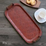レザートレイ　革製角盆　フローレンス　ユーズド品