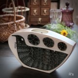 陶泉作　フラワーベース　花瓶　鳥の絵　ユーズド品