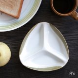 Sango　三郷陶器　トライアングルプレート　仕切り皿　グリーン　未使用品 (9A 6308)