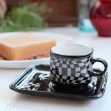 SAHASHI　WHITE　CLAY　カップ＆ソーサー　チェッカーフラッグ　未使用品 (9A 6303)