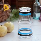 レトロ　冠水瓶　ガラス　ウォーターピッチャー＆グラスセット　ストライプ　未使用品（3B 6323）