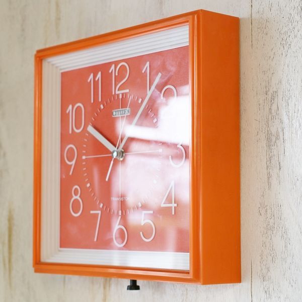 シチズン 掛け時計 ウォールクロック ファーストメカ 電子時計 オレンジ 未使用品 - リユースショップ R's
