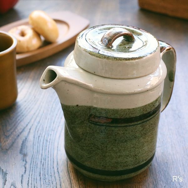 陶器製 コーヒーポット 瀬戸物 グリーン 未使用品（ヤ5408） - リユースショップ R's