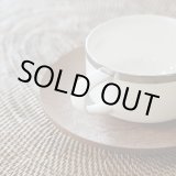 画像: SEYEI　セーエー陶器　カップ＆ソーサー　白×茶　プラスチックソーサー　デッドストック品（E821）