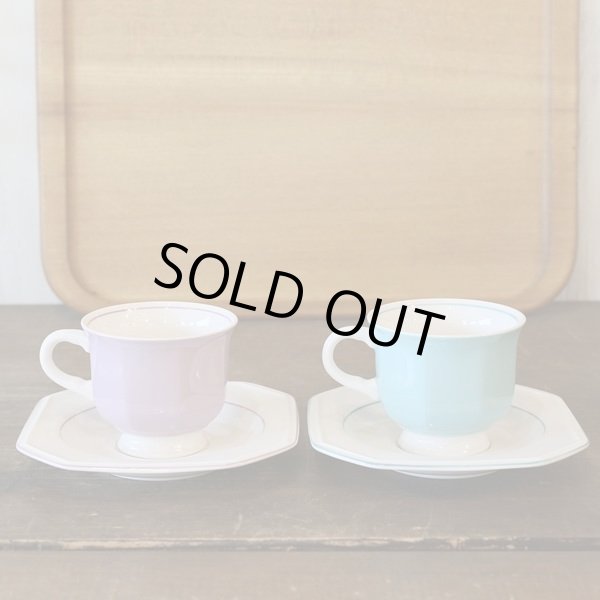 画像3: ミカサ　ペアカップ＆ソーサーとパン/ケーキ皿セット　MK525　JOY BLUE＆JOY LAVENDER　未使用品（く2484）